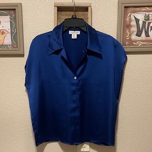 Rachel Zoe Deep Blue Satin Blouse